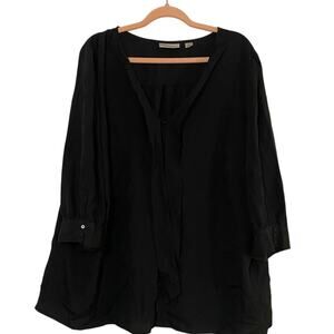 Avenue Black Tie-Front Blouse - Plus Size 26/28